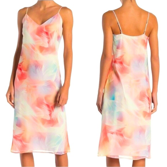 Cynthia Steffe • Jayme Watercolor V Neck Slip Dress - Picture 1 of 14
